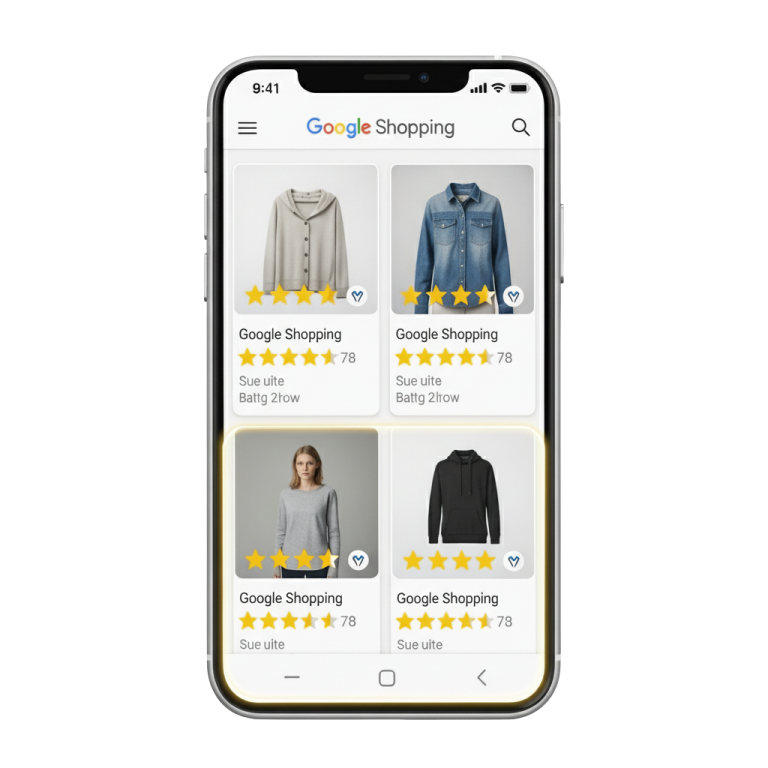 Illustratie van de Kiyoh product reviews in Google Shopping